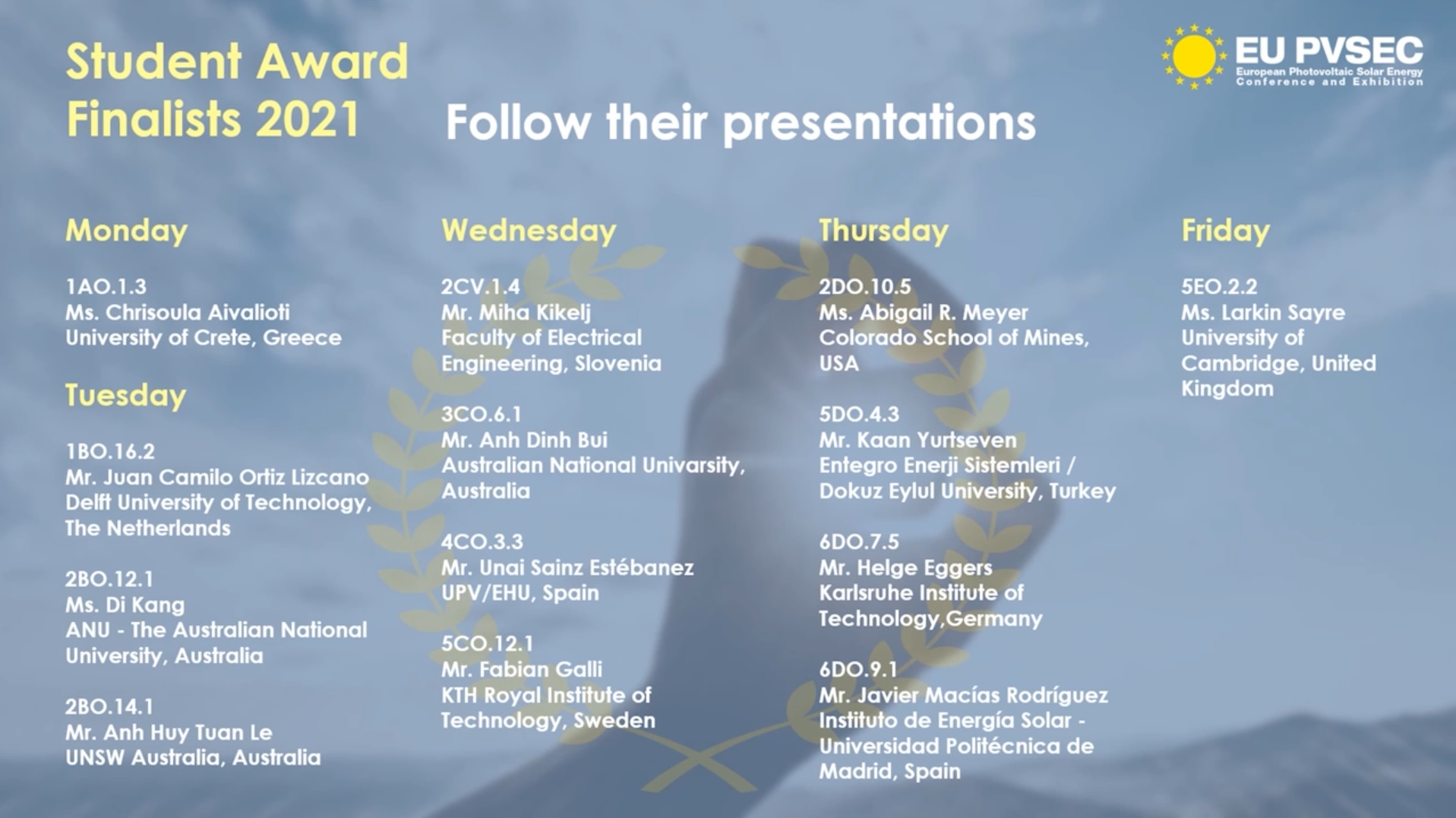 Outstanding student paper — EU PVSEC 2021